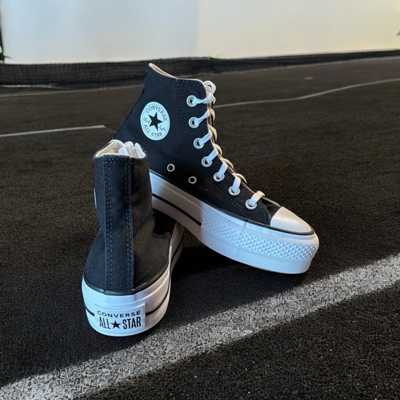 Converse Chuck Taylor All Star Lift Platform Black and White High-Top Sneakers - Picture 11 of 16